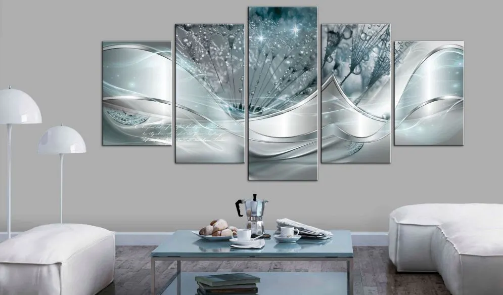 Obraz - Świecące dmuchawce (5-częściowy) niebieski szeroki-2