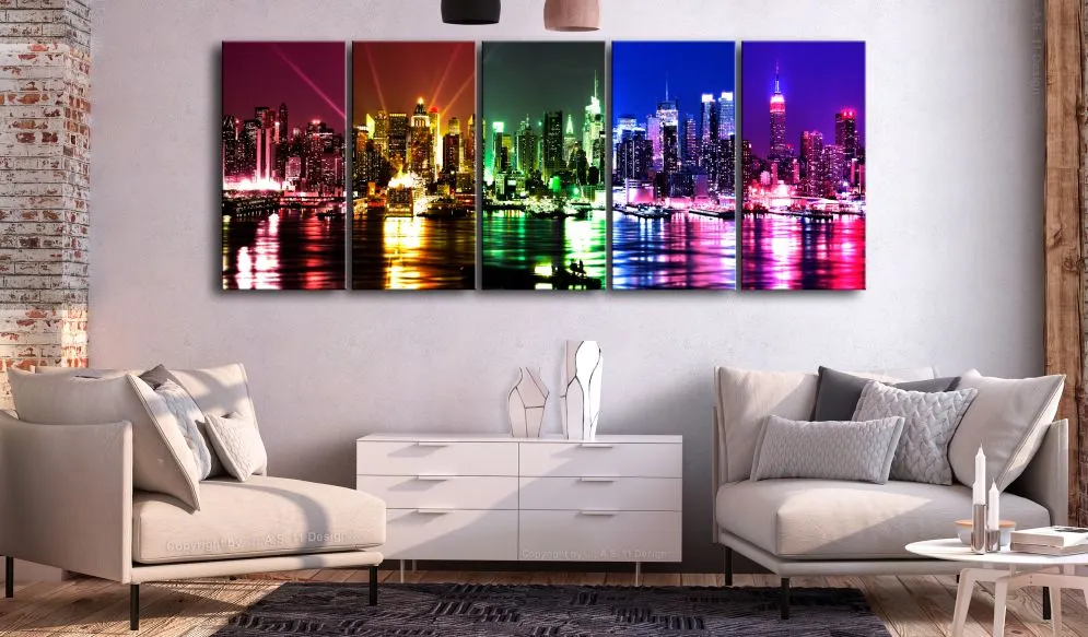 Obraz - Tęczowy Nowy Jork (5-częściowy) wąski-2