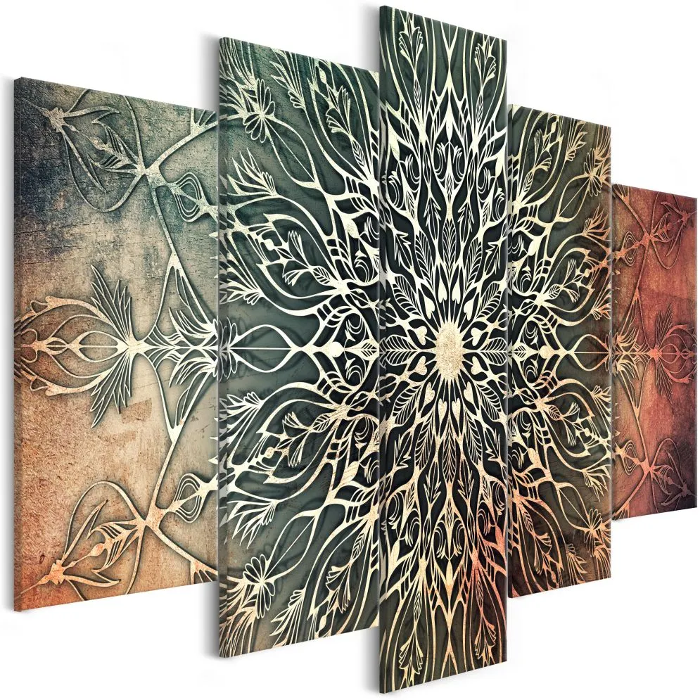 Obraz - Centrum (5-częściowy) szeroki zielony-1