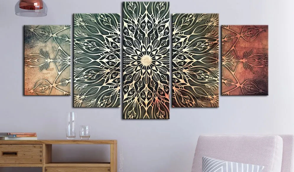 Obraz - Centrum (5-częściowy) szeroki zielony-2