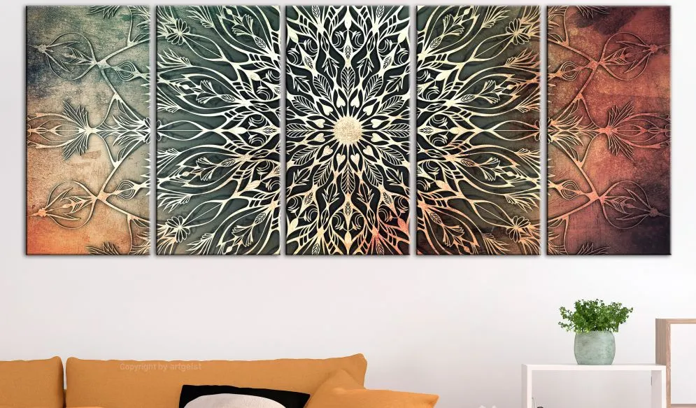 Obraz - Centrum (5-częściowy) wąski zielony-2