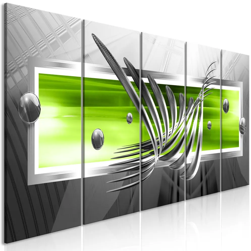 Obraz - Srebrne skrzydła (5-częściowy) wąski zielony-1