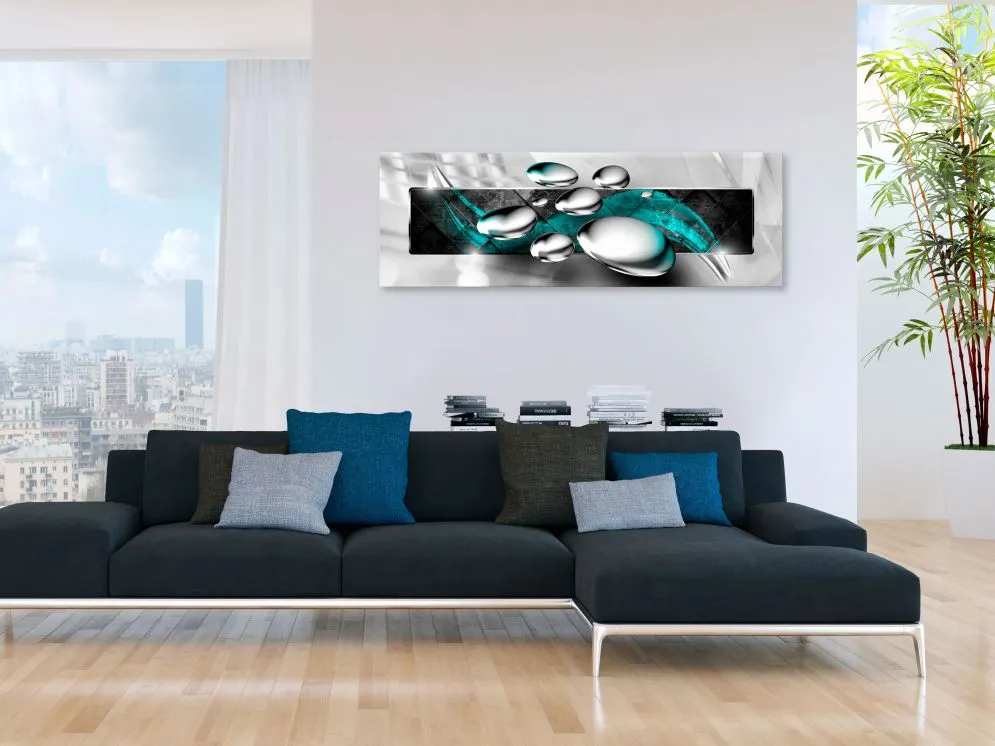 Obraz - Błyszczące kamienie (1-częściowy) wąski turkusowy-2