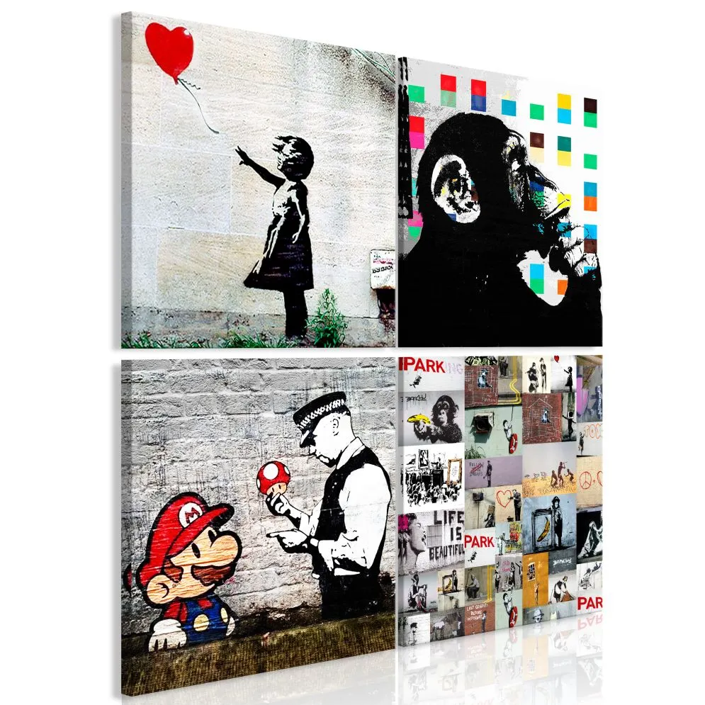 Obraz - Kolaż Banksy (4-częściowy)-1