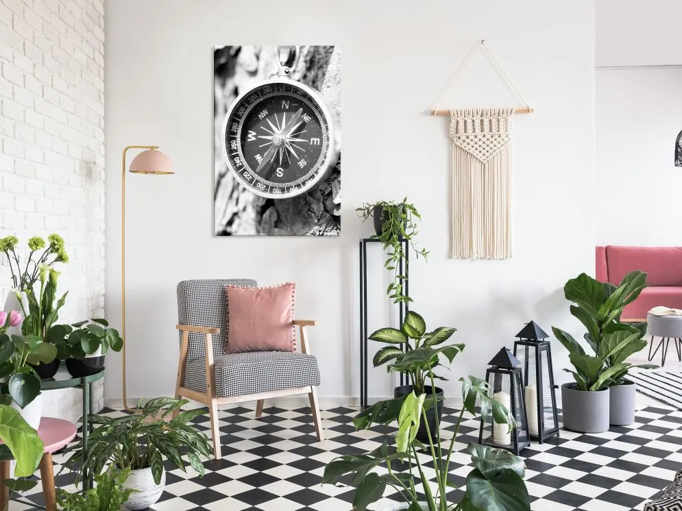 Obraz - Czarno-biały kompas (1-częściowy) pionowy-2