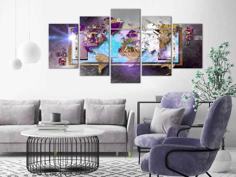 Obraz - Abstrakcyjna mapa (5-częściowy) szeroki-2