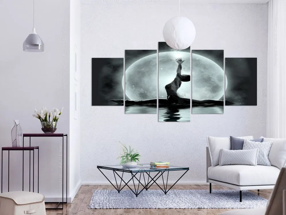 Obraz - Szpagat (5-częściowy) szeroki szary-2