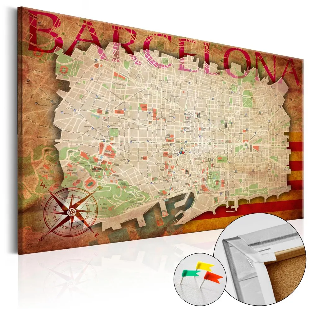 Obraz na korku - Mapa Barcelony  [Mapa korkowa]-1