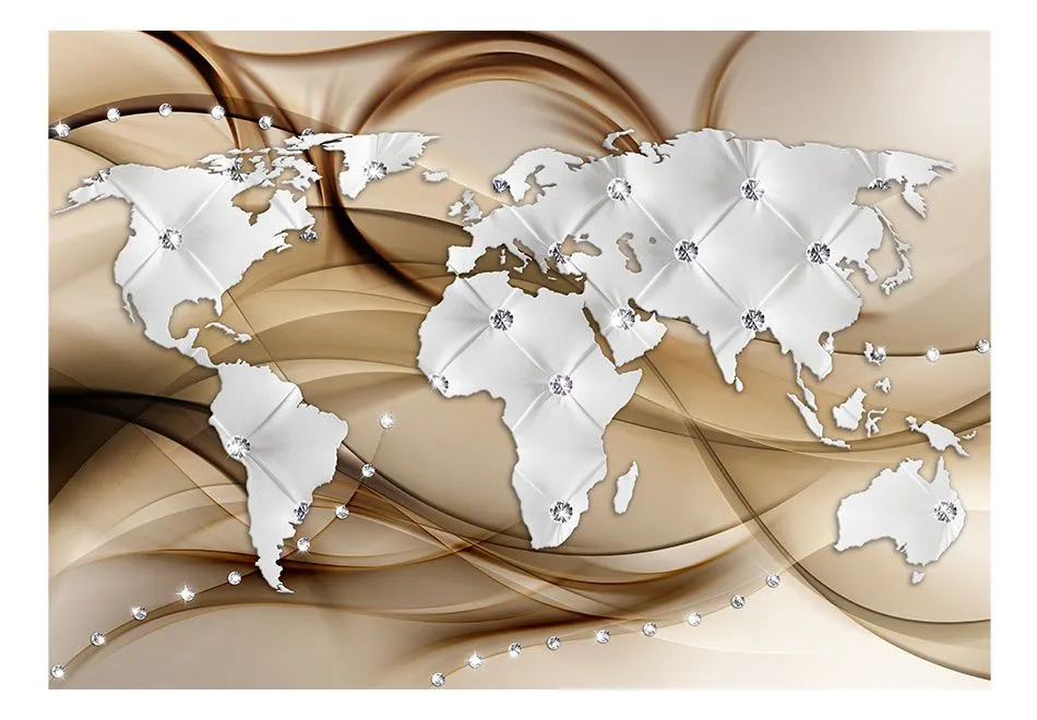 Fototapeta - Mapa świata - Biały & Diamenty-2