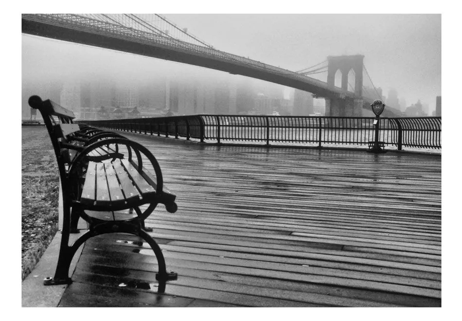 Fototapeta - A Foggy Day on the Brooklyn Bridge-2