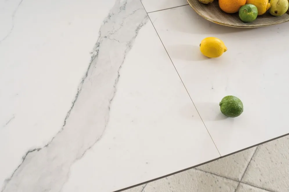 Stół ARMANI CERAMIC160(220)x90 biały/czarny z efektem marmuru | MIRAT. styl GLAMOUR