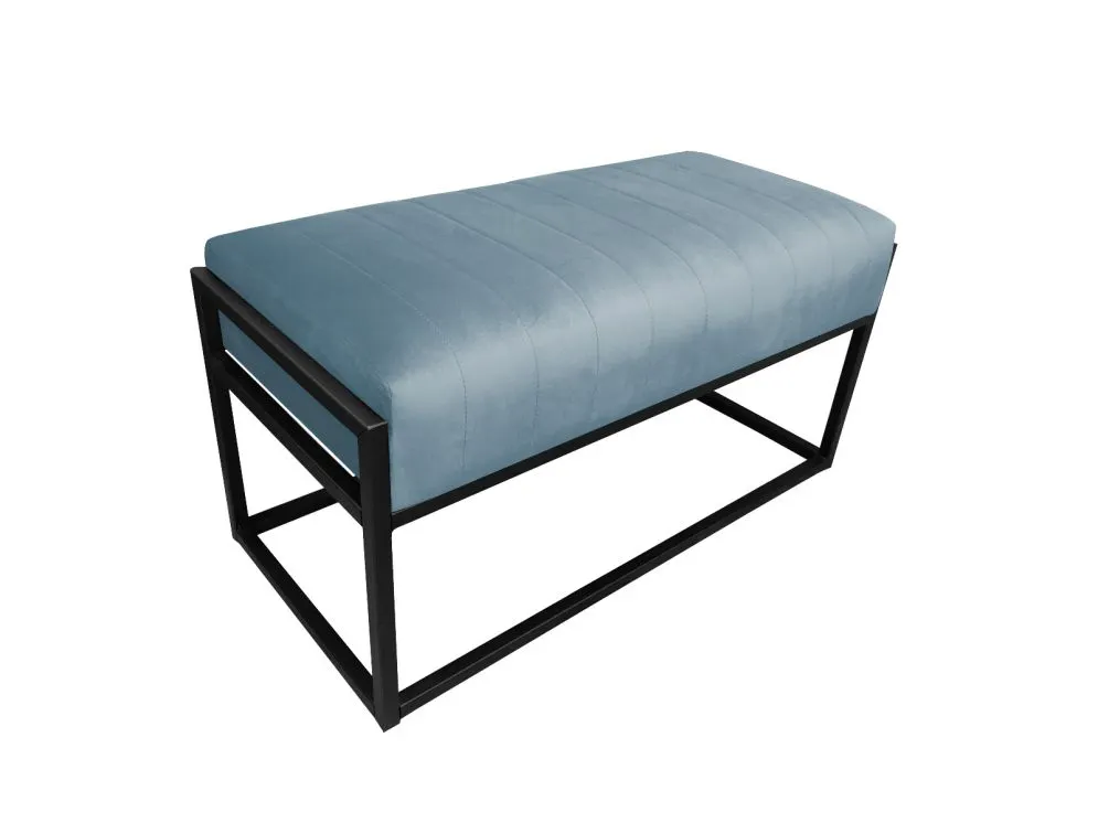 Ławka LILU BL VELVET szara tapicerowana tkaniną aksamitną z czarną podstawą | MIRAT. w stylu LOFT kolekcja
