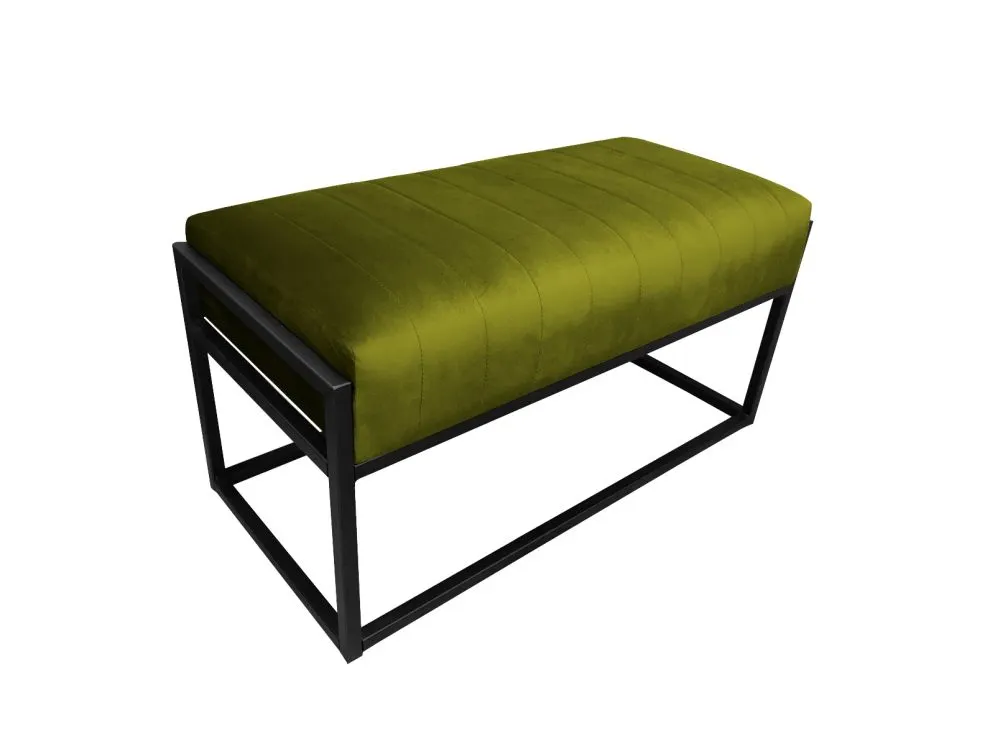 Ławka LILU BL VELVET oliwkowa tapicerowana aksamitem na metalowej podstawie | MIRAT. w stylu LOFT kolekcja
