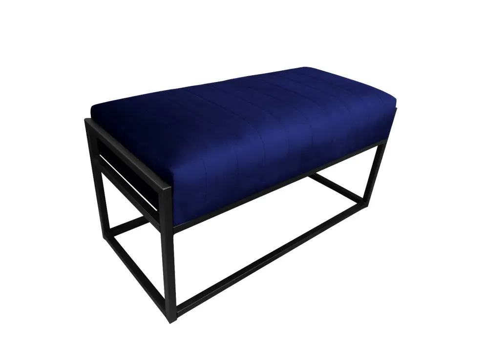 Ławka LILU MG VELVET granatowa z przeszyciami na metalowym stelażu | MIRAT. w stylu LOFT kolekcja
