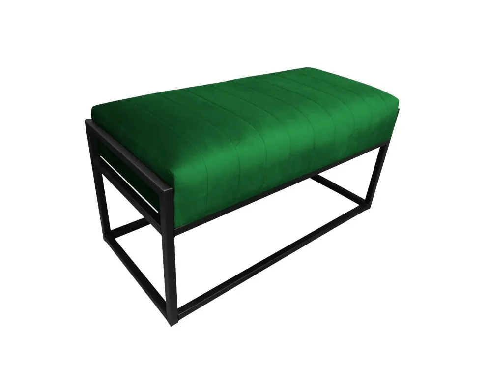 Ławka LILU MG VELVET zielona z przeszyciami | MIRAT. w stylu LOFT kolekcja