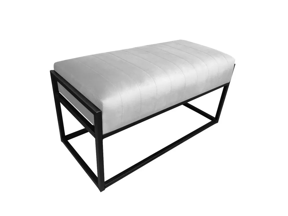 Ławka LILU MG VELVET jasnoszara dekoracyjna na czarnym stelażu | MIRAT. w stylu LOFT kolekcja
