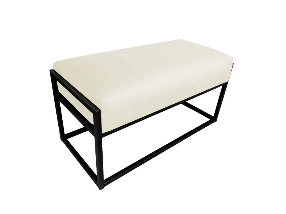 Ławka LILU MG VELVET ecru dekoracyjna na czarnym stelażu | MIRAT. w stylu LOFT kolekcja