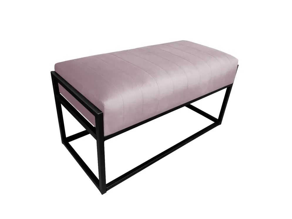 Ławka LILU MG VELVET jasnoróżowa dekoracyjna na czarnym stelażu | MIRAT. w stylu LOFT kolekcja