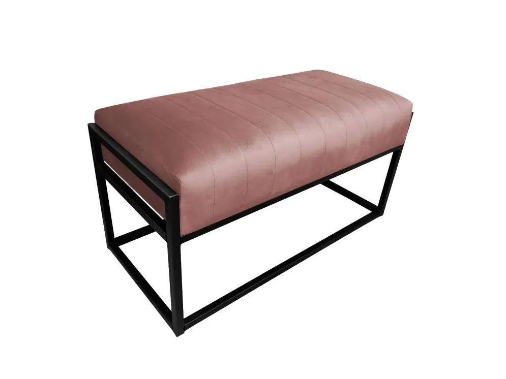 Ławka LILU MG VELVET różowa tapicerowana aksamitem na czarnym stelażu | MIRAT. w stylu LOFT kolekcja