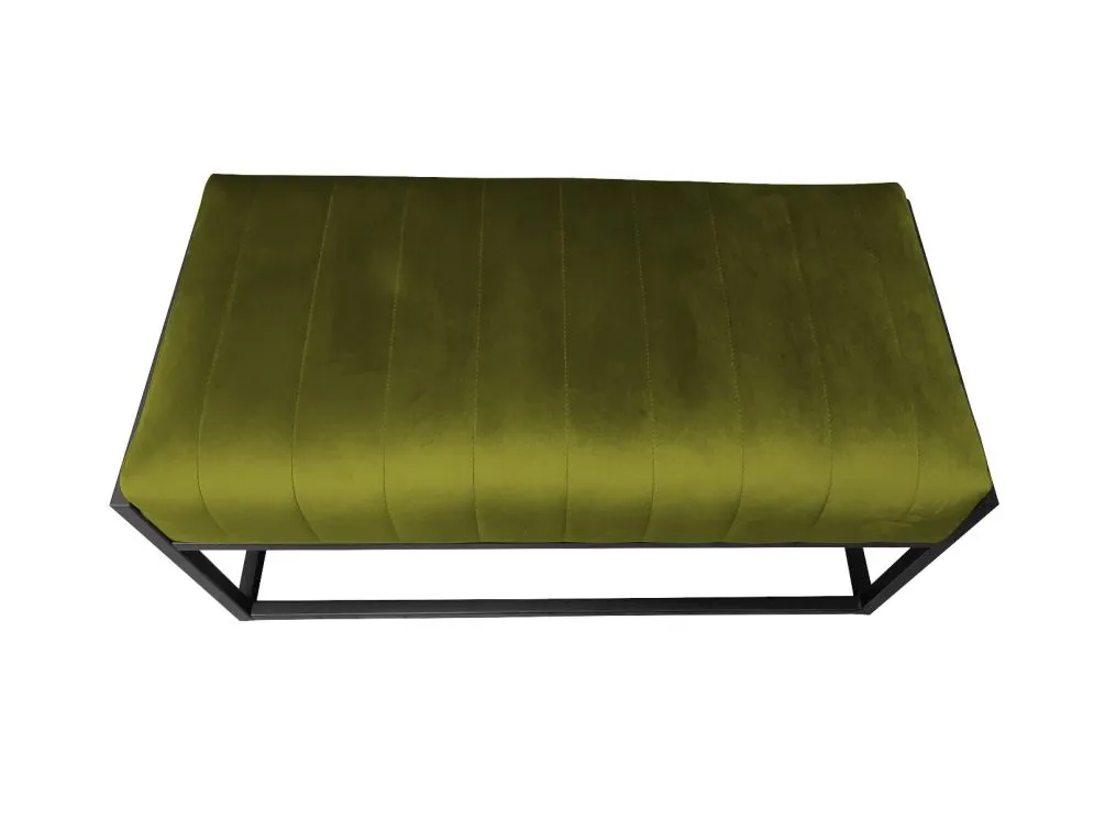 Ławka LILU BL VELVET oliwkowa tapicerowana aksamitem na metalowej podstawie | MIRAT. w stylu LOFT kolekcja