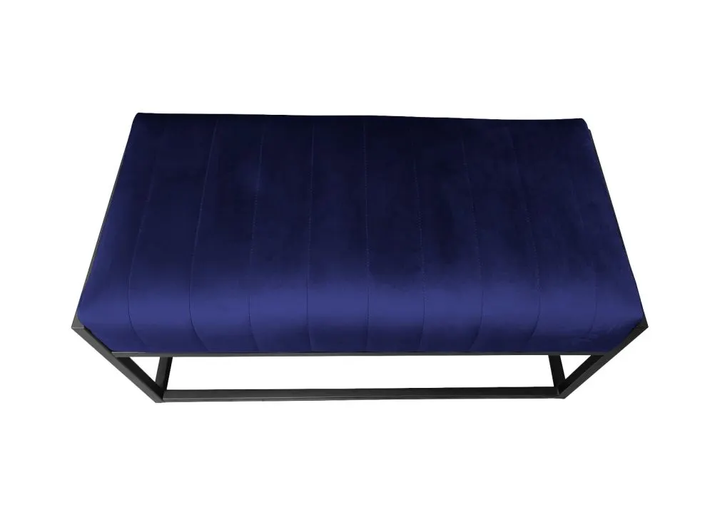 Ławka LILU MG VELVET granatowa z przeszyciami na metalowym stelażu | MIRAT. w stylu LOFT kolekcja