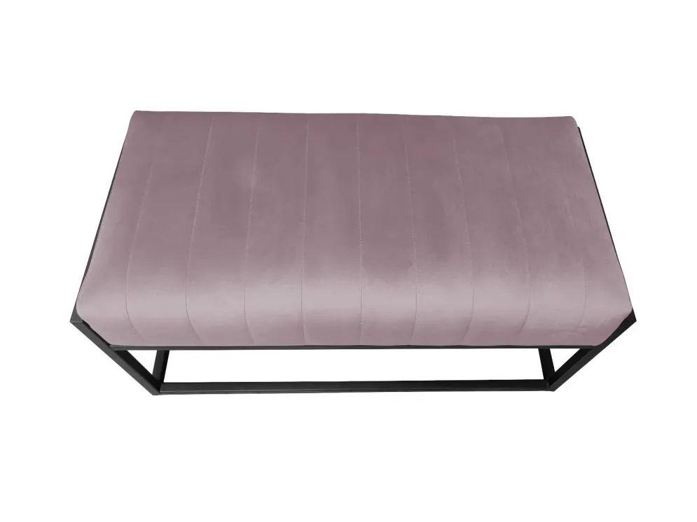 Ławka LILU MG VELVET jasnoróżowa dekoracyjna na czarnym stelażu | MIRAT. w stylu LOFT kolekcja