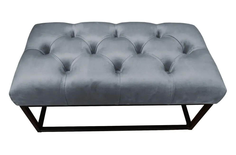 Ławka CHARLIE BL VELVET ciemnoszara tapicerowana tkaniną aksamitną | MIRAT. styl GLAMOUR