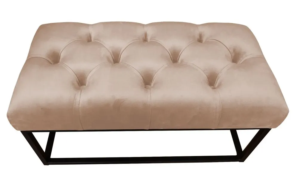 Ławka CHARLIE MG VELVET beżowa tapicerowana aksamitem | MIRAT. styl GLAMOUR