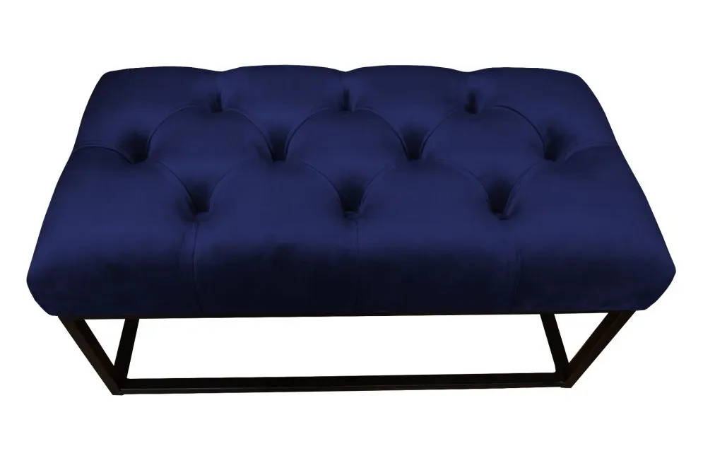 Ławka CHARLIE MG VELVET granatowa pikowana na metalowym stelażu | MIRAT. styl GLAMOUR