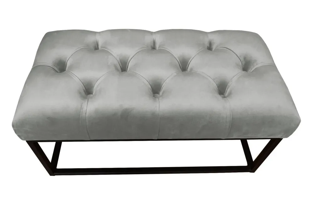 Ławka CHARLIE MG VELVET szara pikowana do sypialni | MIRAT. styl GLAMOUR