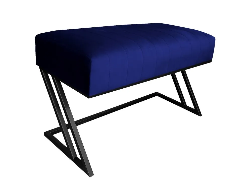 Ławka ROZALIA MG VELVET granatowa z przeszyciami na metalowym stelażu | MIRAT. w stylu LOFT kolekcja
