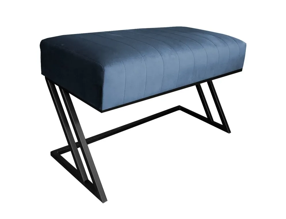 Ławka ROZALIA MG VELVET ciemnoniebieska na metalowym stelażu | MIRAT. w stylu LOFT kolekcja
