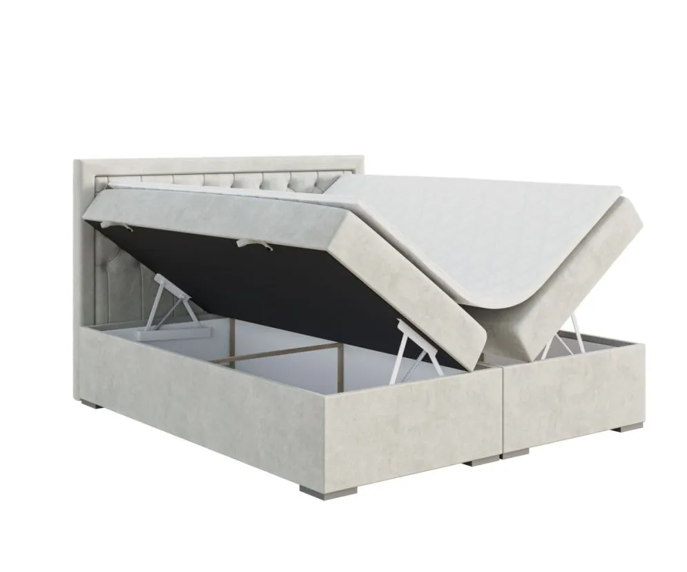 Łóżko kontynentalne EKSPRESJO 180 zielone velvet z pojemnikiem tapicerowane | MIRAT. w stylu GLAMOUR kolekcja