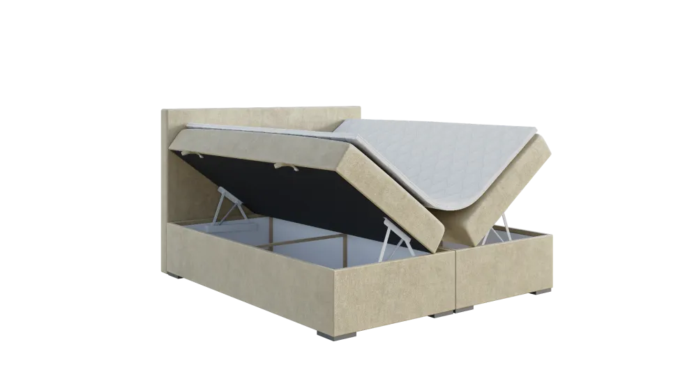 Łóżko kontynentalne MANHATTAN 140 granatowe velvet z pojemnikiem do sypialni | MIRAT. w stylu GLAMOUR kolekcja