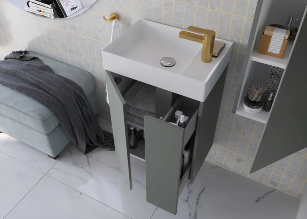 Umywalka meblowa UNIQ 50 cm Solid Surface biała mat z otworem na baterię| MIRAT