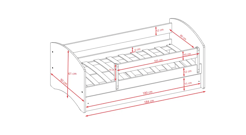 Łóżko dziecięce BABY DREAMS jednorożec 180 dla dziewczynki z materacem | MIRAT.  kolekcja BABY DREAMS