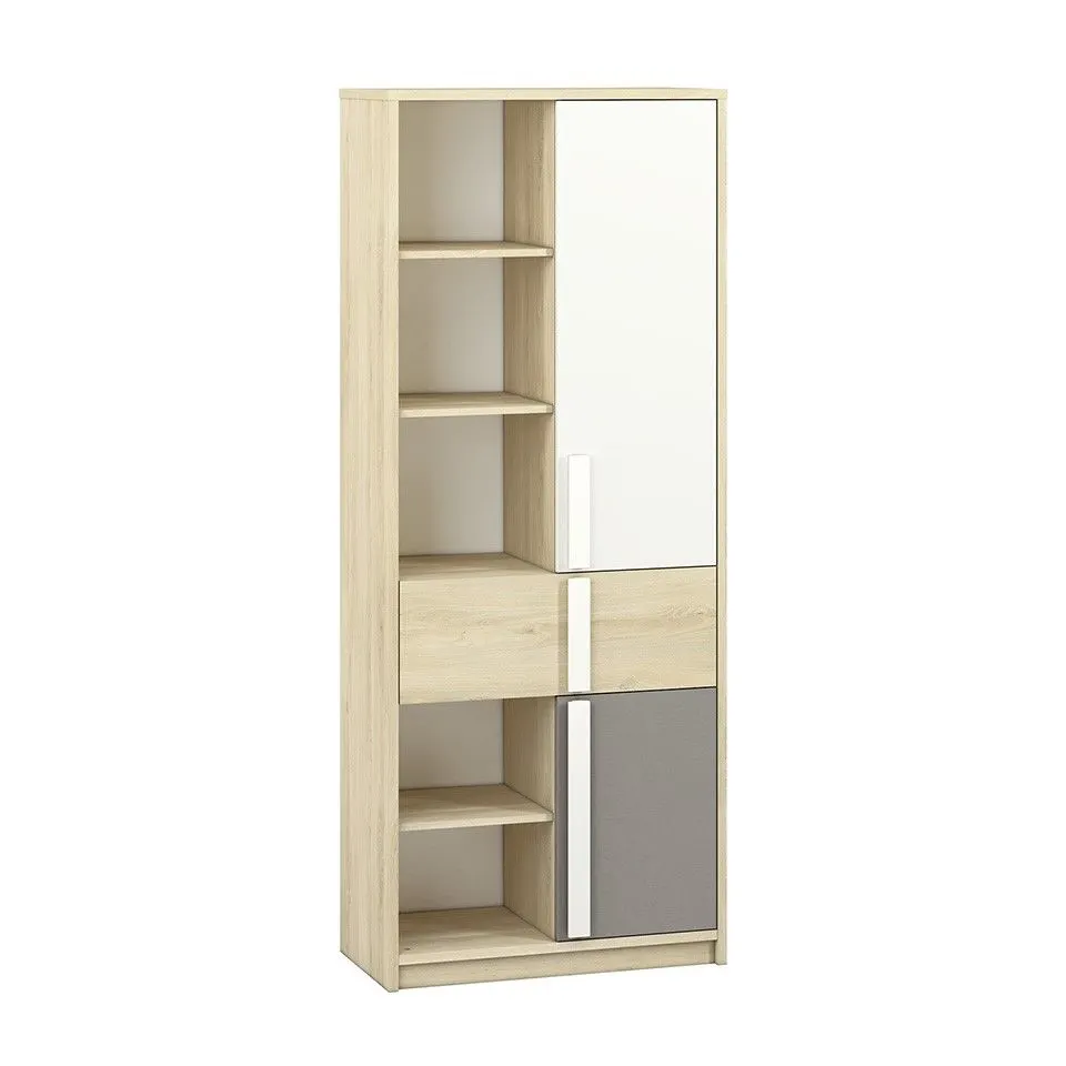 Regał DOT 80 buk/biały/szary z szufladą I sklep meblowy MIRAT. styl SKANDYNAWSKI kolekcja DOT