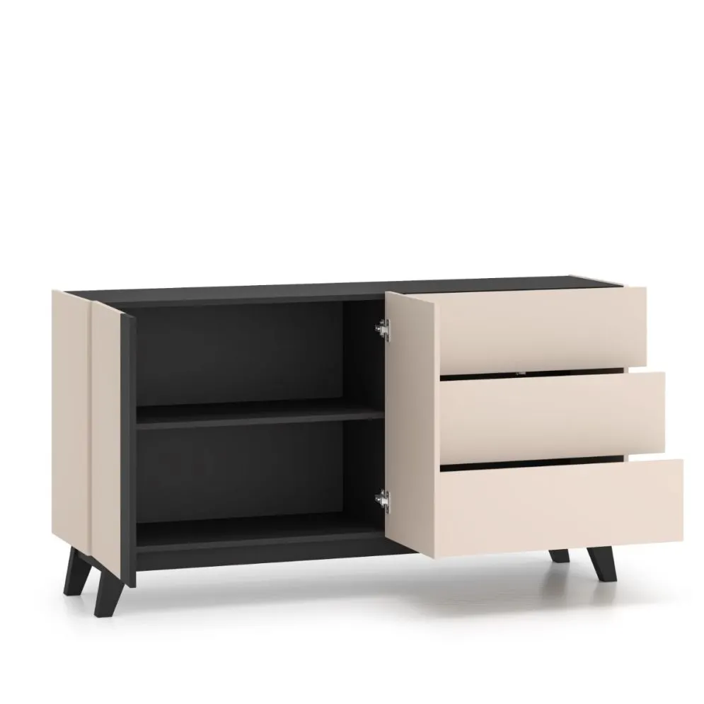 Komoda FRESHION 03 2D3S 160 kaszmirowa/czarna I sklep meblowy MIRAT. kolekcja FRESHION