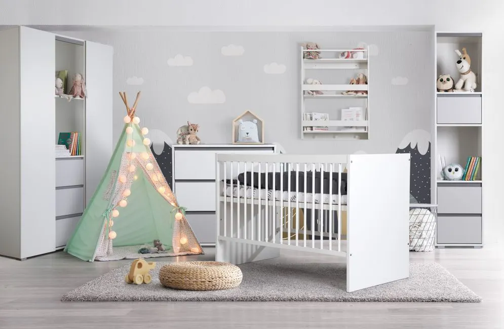 Regał DALIA biały/szary z szufladami I sklep meblowy MIRAT. styl SKANDYNAWSKI kolekcja DALIA