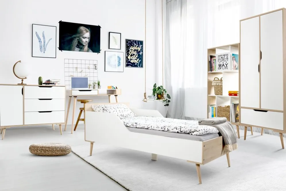 Łóżko dziecięce SOFIE 180x80 białe/buk I sklep meblowy MIRAT. styl SKANDYNAWSKI
