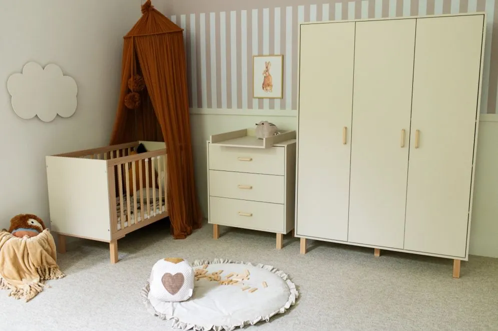 Szafa LAURA 3D buk/szampańska I sklep meblowy MIRAT. styl SKANDYNAWSKI kolekcja LAURA