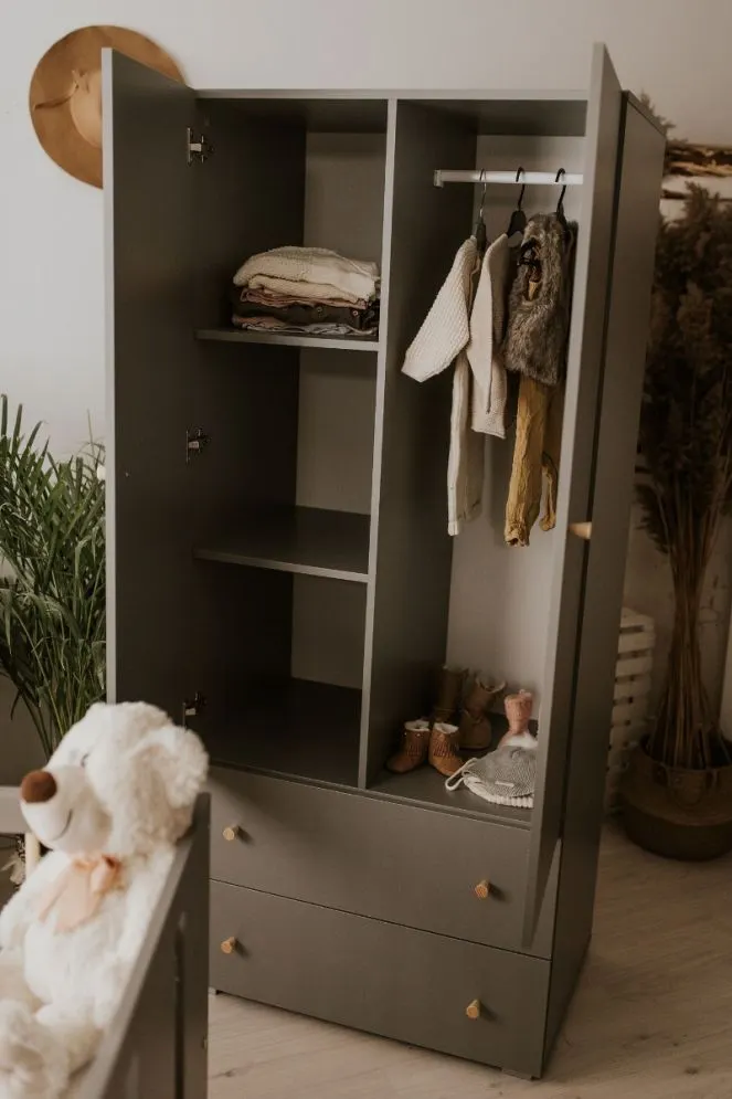 Szafa PAULINE grafitowa/sosna dwudrzwiowa dla dzieci I sklep meblowy MIRAT.