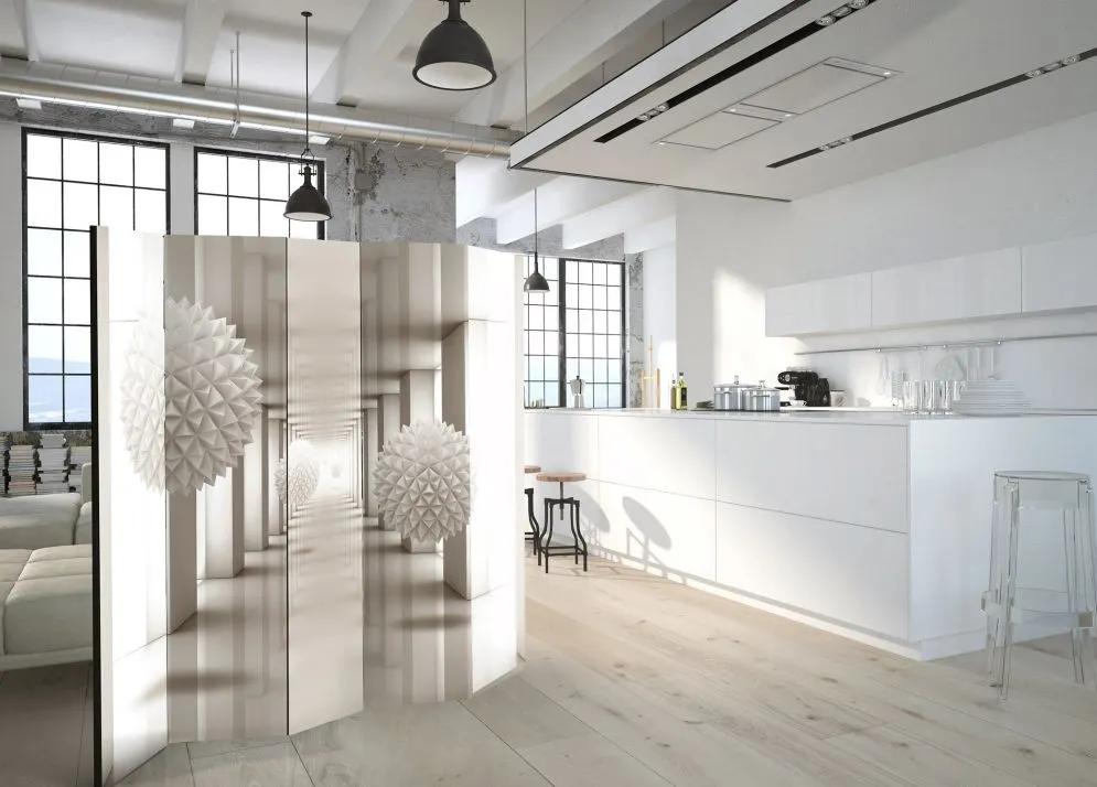 Parawan dwustronny  3D 225 x 172 cm Beżowy