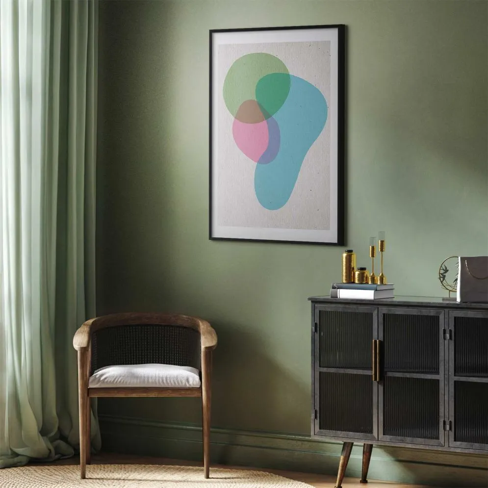 Plakat Kolorowe plamy 60x90 cm z ramą czarną z marginesem | MIRAT.