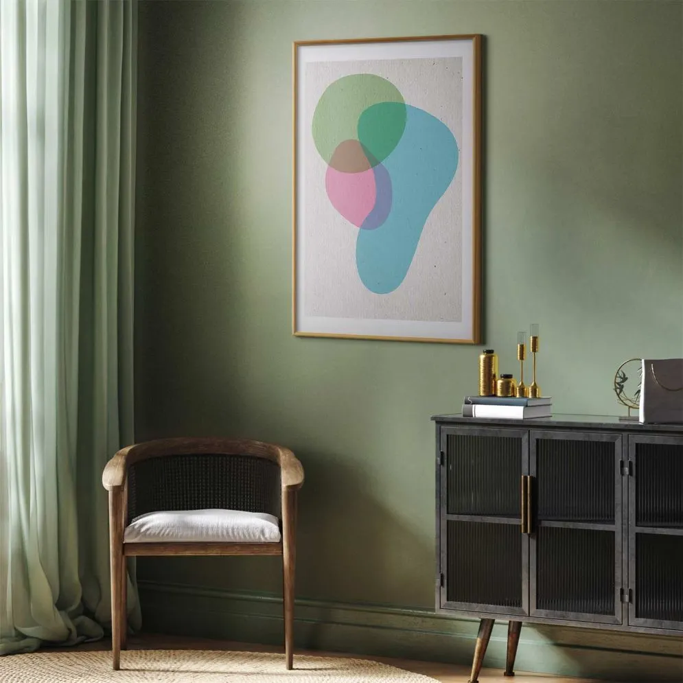 Plakat Kolorowe plamy 21x30 cm z ramą złotą z marginesem | MIRAT.