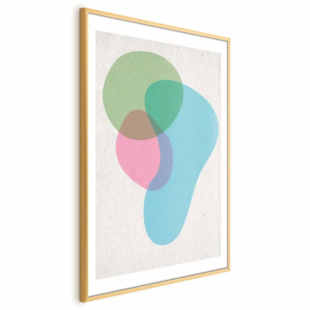 Plakat Kolorowe plamy 21x30 cm z ramą złotą z marginesem | MIRAT.
