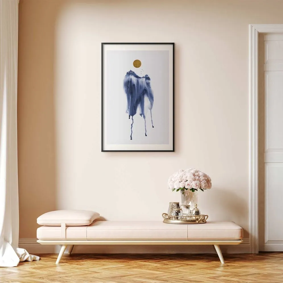 Plakat akwarelowa abstrakcja 21 x 30 cm z ramą czarną | MIRAT.  kolekcja a-A-0399-ao-a