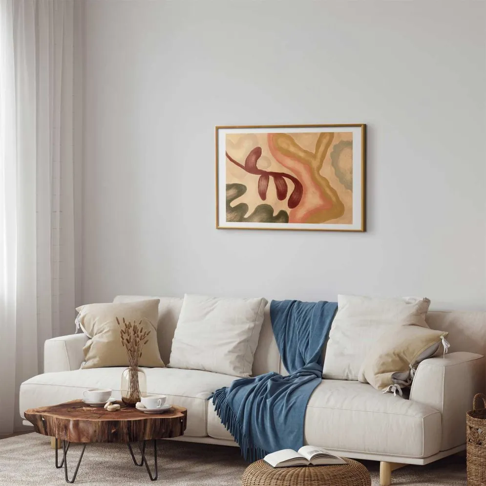 Plakat Kolorowe kształty 30x21 cm z ramą złotą z marginesem | MIRAT.