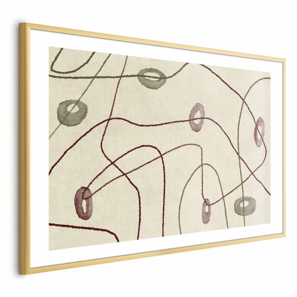 Plakat Kształty 90x60 cm z ramą złotą z marginesem | MIRAT.