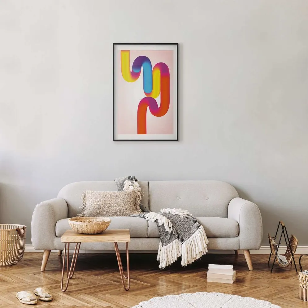 Plakat Tęczowe Rurki 60x90 cm z ramą czarną z marginesem | MIRAT.